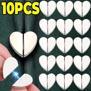 10Pcs Curtain Magnetic Buckle Heart-shaped Nail Free Buttons Room Window Curtain Close Tie Magnet Buckle Adjustment Detachable Button