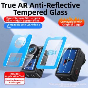 DJI Action5Pro Tempered Glass Screen Protector for Action4/3 Sport Camera Pocket3 New Model Front And Back Screen Panoramic Camera High Definition Protection