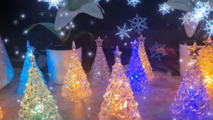Christmas Decoration Mini Luminous Christmas Tree Transparent Crystal Night Light Battery Powered (No Plug) -Keimav