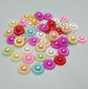 มุกล้อม มุก ขนาด 10 มิล (50 ชิ้น 100 ชิ้น )  มุกล้อมซีก ของตกแต่ง คละสี ของตกแต่งงานฝีมือ