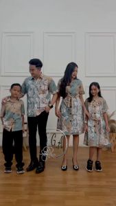 Set Couple Keluarga Batik Couple seragaman Motif Vanilla Sage - Batik Kembar Putra