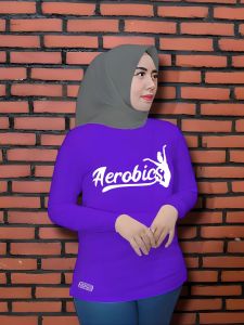 Kaos Olahraga Wanita Muslimah Lengan Panjang Sport Women Baju Olahraga Senam Aerobics Zumba Gym Yoga