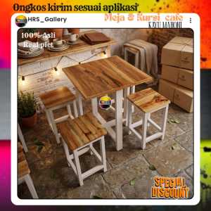 (Ready stok)1 set meja kursi cafe termurah kayu mahoni sudah finishing