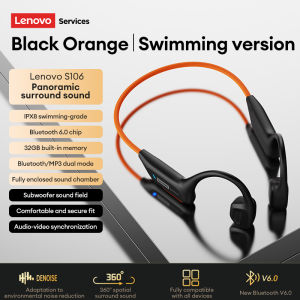 Lenovo | Lenovo S106 Bone Conduction Earphone Bluetooth 6.0 IPX8 Waterproof Headphones Wireless MP3 Headset with Mic For Swimming Running