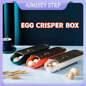 Egg Box For Refrigerator Slide Design Egg Tray Carrier With Lid For Refrigerator Smart Stackable Antislip Egg Storage Container