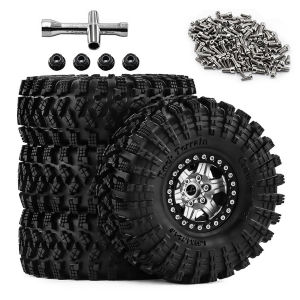 RCMMTING 4pcs 1.9 Beadlock Wheels & Tires for 1/10 RC Crawler Car Axial SCX10 TRX4 RC4WD D90 Redcat GEN8 MJX MST Upgrade Parts
