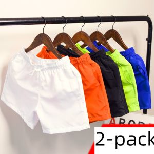 กางเกงแห้งเร็วสามส่วนแบบบางสำหรับฤดูร้อนกางเกงขาสั้นใส่ด้านนอกลำลองชายหาดสำหรับผู้ชายกางเกงนอนกีฬาสีล้วนสำหรับชายหนุ่มสุดแนว