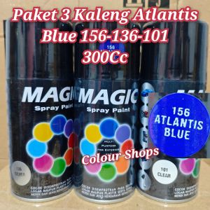 Pilok Pilox Pylox Cat Magic Paket 3 Kaleng Atlantis Blue 156 Primer Grey 120 Clear 101 300Cc