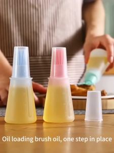 Silicone Oil Brush Kitchen Small Oil Pot Silicone Brush with Bottle High Temperature Resistant Oil Brush