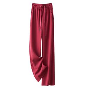 TUOYUN | Ice Silk High Waist Wide Leg Pants Womens Thin Summer Anti-Wrinkle Drapey Slim Straight Leg Pants Fashionable Straight Cut