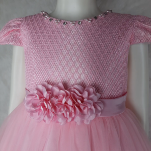 Big Joy Girls Formal Gown Elsie With Applique Flower With Pearl with Rhine Stone Pink For Ages 3 to 8 Years Old 564291