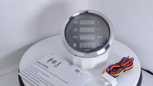 KUS Universal 85mm Digital 4 in 1 Multifunctional 8000RPM Tachometer Water Temp Oil Pressure 0-1Mpa Voltmeter Red Backlight
