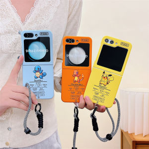 Adorable Anime Pixel Pikachu Pokemon Case for Samsung ZFlip6 Foldable Screen Skin Feel Protective Cover W23Flip Full Pack ZFlip3 Anti-Fall ZFlip4 Creative Personality