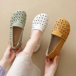 MOLIDA | Comfortable Ventilated Summer Low Heel Cut-out Leather Shoes