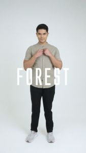 Forest Woven Mandarin Collar Short Sleeve Men Shirt | Baju Kemeja Lelaki - 621405