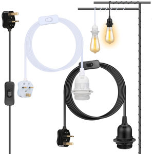 2m-3m Lamp Bases Universal With Switch Led Bulb Socket Adapter Screw Hanging Lamp Holder Accessories Tools UK Plugs Suspension