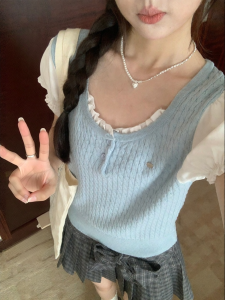 imimtuan | Áo Knit Phong Cách Two-Piece Ngọt Ngào