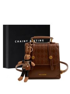 Retro British Style Womens Backpack 2024 New Commuter Multi-use Bookbag Handheld Diagonal Bag Travel Small Backpack