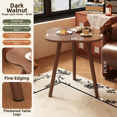 FWTDF | Mini Sofa Side Table Walnut Wood Living Room Tea Table Balcony Storage Rack round Table Home Furniture Corner Table