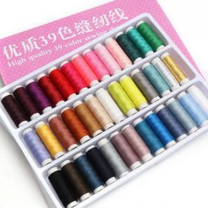 39 ชิ้นสีผสม 100% เส้นด้ายโพลีเอสเตอร์ด้ายเย็บเครื่องม้วนมือเย็บปักถักร้อย 200 หลาแต่ละ SPOOL สําหรับชุดเย็บผ้าบ้าน