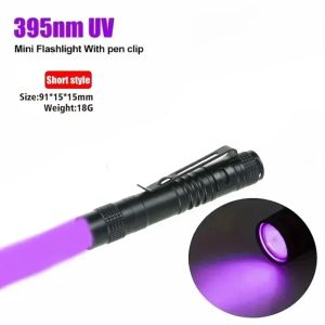 395nm UV Pen FLaslightBlacklight Flashlight w/ Clip Portable Detector for Hotel/Pet Urine/Bed Bugs/Camping(AAA Battery Powered)