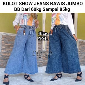 KULOT JEANS RAWIS UKURAN JUMBO BISA SAMPAI BB 90KG / CELANA JEANS KULOT WANITA HIGH WAIST MODEL RAWIS BAHAN JEANS SNOW DENIM / KULOT JEANS RAWIS XXXL / KULOT RAWIS JUMBO PINGGANG FULL KARET MERK JOY COLLACTION / SHOLIHATSTORE