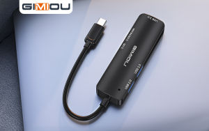 GIMIOU USB 3.0 HUB 5 Ports Multiple Splitter Hub High Speed OTG Docking Station With TF SD Reader Extension For Macbook Laplop PC Phone Keyboard Mouse with Power Supply Adapter