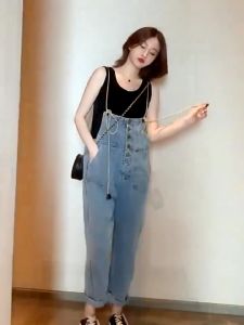 Celana Gantung Wanita Model Korea Yang Longgar Berketinggian