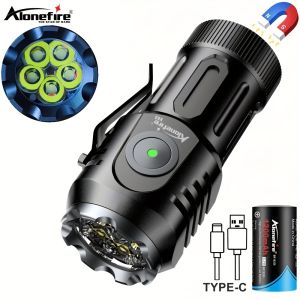 Alonefire X65 Mini 5LED Flashlights USB Rechargeable With 18350 Battery 5000LM Strong Powerful Outdoor Torch Waterproof Camping Lamp