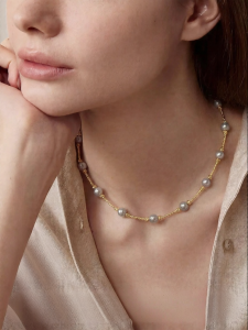 YISHU | Silver Grey Pearl Necklace 2026 New Release