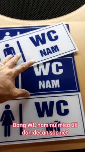 BẢNG WC dán mica 2li decan sắc nét lích thước 25cm x 12cm có hai màu xanh dương màu trắng