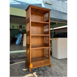 ชั้นไม้ ชั้นไม้สัก สีไม้สัก แล๊กเกอร์ (ประกอบแล้ว) สูง 180 x กว้าง 70 x ลึก 30 cm. ตู้ไม้สัก 4ชั้น ชั้นวางของ ทำจากไม้สักแท้ทุกชิ้นส่วน มีประกันการส่ง