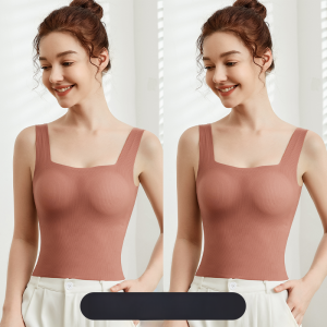 MiiOW | Womens One-Piece Integrated Vest Strap With Chest Pad Summer Outdoor Wide Shoulder Anti-Light Exposure No Need To Wear Inner Match Beautiful Back Top
