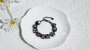 Bandai | One Piece Pirate Skull Beaded Charm Bracelet Black Alloy Snake Chain Wrist Accessory Birthday Gift for Teen Anime Enthusiasts