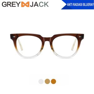 Grey Jack Kacamata Antiradiasi Blueray Korean Style Oval Retro TR90 Kokoh Bisa Minus Fashion Wanita & Pria Terbaru 2305