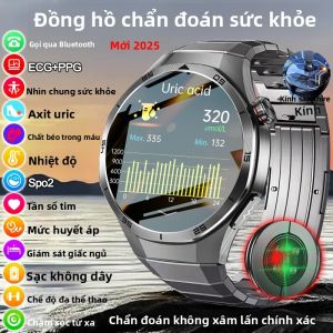 Đồng Hồ Thông Minh Nam GT5 Pro 2025 Mới Theo Dõi Axit Uric Lipid Máu Điện Tâm Đồ Huyết Áp Nhiệt Độ Dữ Liệu Sức Khỏe Chính Xác Màn Hình AMOLED Gọi Bluetooth HD