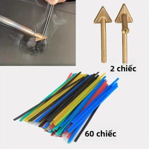 Bộ Que Hàn Nhựa 62 Chiếc Với 60 Que Màu PP Và 2 Đầu Mỏ Hàn Chuyên Nghiệp Bộ Dụng Cụ Sửa Chữa Cản Xe Ô Tô