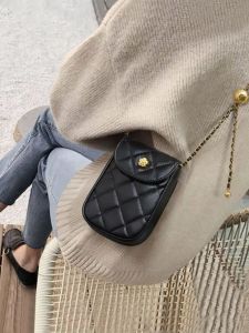Fashionable Soft Leather Womens Bag with Chain Strap Crossbody Phone Bag Trendy Versatile Single Shoulder Bag for Young Women
