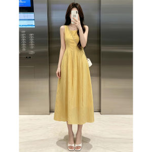 Ge·an·fei | French Elegant Yellow Sleeveless Dress