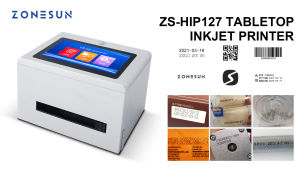 ZONESUN Tabletop Inkjet Printer ZS-TIP127 Portable 12.7mm QR Barcode Batch Expiry Date Serial Number Logo Digital Touch Screen