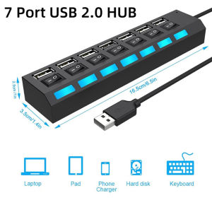 USB 2.0  HUB 4/7 Port Multiple Expander With ON/OFF Switch Multi USB Splitter Hub 4ports 7ports Adapter Computer Accessories