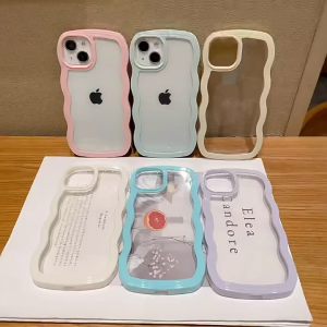 2 In 1 Cream Border Soft Clear Shockproof Phone Case For iPhone 16 15 14 13 12 11 Pro Max Plus XR X XS Max Fashion Transparent Phone Casing Simple Gentle Phone Cover Shell