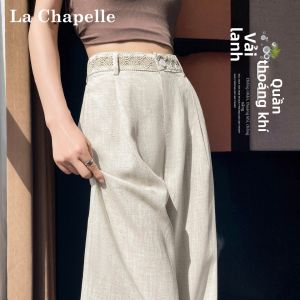 La Chapelle | Quần tây ống rộng bằng vải lanh cạp cao kiểu cổ điển