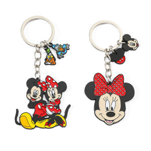 Cute Cartoon Mickey Minnie Mouse Pendant Keychain for Women Men Lovely Key Ring Keys Holder Accessories Gifts