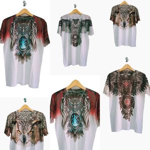 KAOS DISTRO GAMBAR BURUNG HANTU/KAOS PRIA MOTIF OWL/KAOS PRINTING GAMBAR PILIHAN RANDOM SIZE L