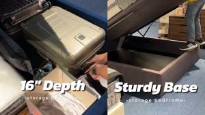 Storage Bedframe 16 Inch PVC Leather - Available in single/supersingle/queen/king