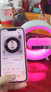 Big G Wireless Speaker RGB Night Light Wireless Charger Pad Stand Speaker ABS Wireless Charger Multifunction 3 In 1 Bluetooth Speaker Alarm Clock Bluetooth Speaker 3D Stereo Sound Night Light Sound Music Player Fast Charging Station