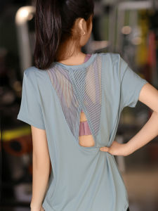 เสื้อยืดยูนิฟอร์มโยคะแห้งเร็วสำหรับผู้หญิงไซส์ใหญ่ แขนสั้น ทรงหลวม ลำลอง ฤดูร้อน ออกกำลังกาย เสื้อผ้ากีฬา