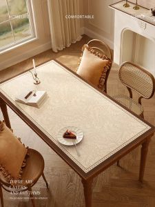 Luxurious Vintage Leather Tablecloth Dining Table Mat Waterproof Oil-resistant Tea Table Pad French Style No-wash Home Decor