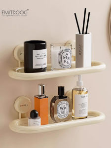 Multi-Purpose Bathroom Suction Cup Wall Mounted Storage Rack Toilet Washstand Organizer No Drilling Required Easy Installation